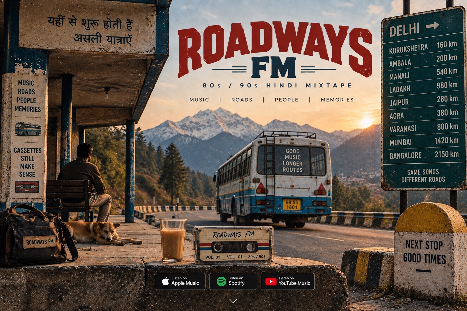 Roadways FM vintage bus stop in the mountains
